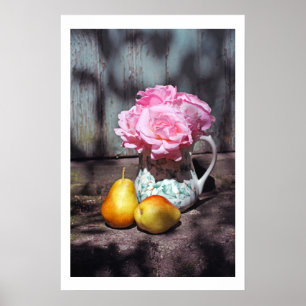 Rosas e poster da parede das peras