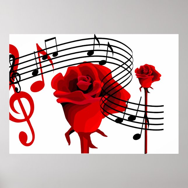 Rosas e Poster de Música de Amor (Frente)