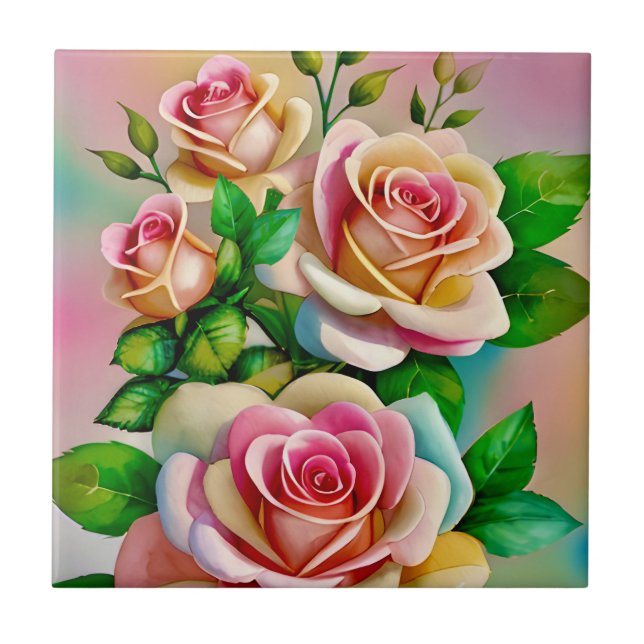 Rosas Elegância Pastas de Aquarelas cor-de-rosa e  (Frente)