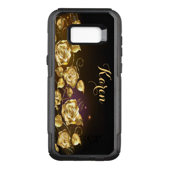 Rosas elegantes do ouro em preto e no roxo capa OtterBox commuter para samsung galaxy s8+