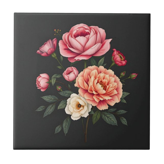 Rosas Elegantes Peonies e Flores Hydrangeas (Frente)