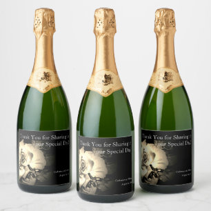 Rosas Elegantes Rótulo da Garrafa de Água Monogram