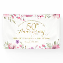 Rosas em Aquarela de Aniversário de 50 Anos Bem-vi