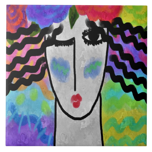 Rosas em sua pintura digital Abstrato de cabelo (Frente)