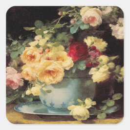 Rosas em uma tigela azul - adesivo