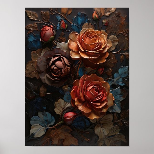 Rosas enigmáticos - flores poster de arte digital (Frente)
