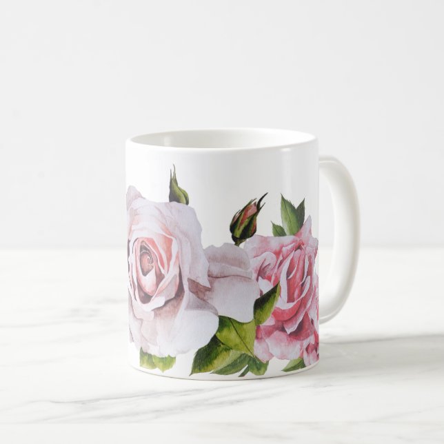 Rosas escultóricas em uma caneca clássica (Frente Esquerda)