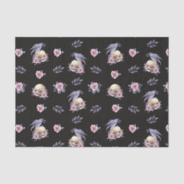 Rosas Escuros Raven Skulls Papel Tecido do Hallowe