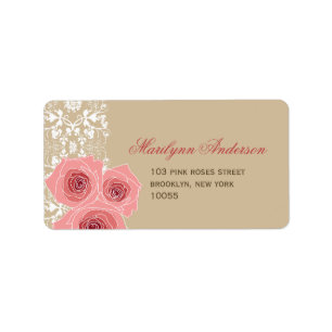 Rosas & etiquetas de endereço cor-de-rosa