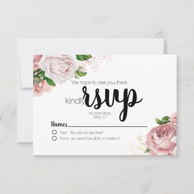 Rosas Florais Cor-de-Rosa Marinho Azul RSVP de Cas (Frente)