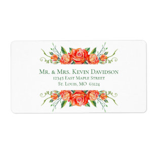 Rosas florais corais que Wedding etiquetas de