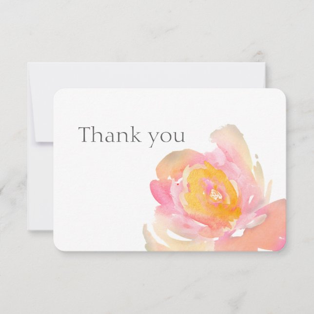 Rosas florais em aquarela obrigado. Cartão floral (Frente)