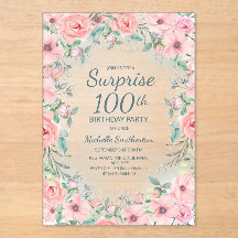 Rosas Florais em Aquarela Rosa e Pérolas Aniversár