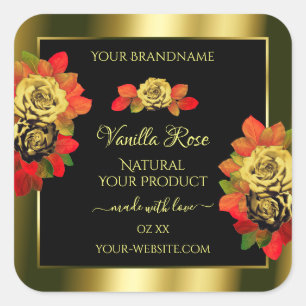 Rosas Florais Etiquetas de produto Ouro Shimmery p