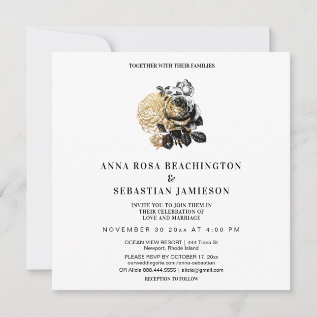 ~* Rosas Florais FOTO AR8 RSVP Convite de Casament (Frente)