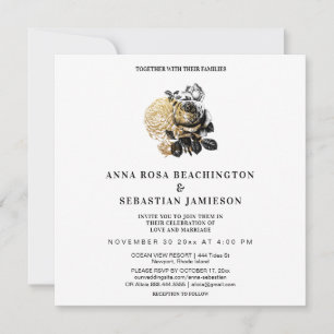 ~* Rosas Florais FOTO AR8 RSVP Convite de Casament