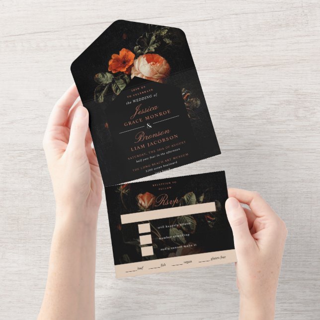 Rosas Florais Românticos Escuros Casamento Mestre  (Tearaway)