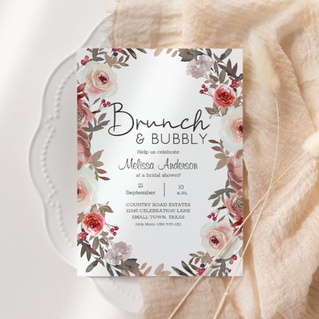 Rosas Florais Vermelho Rubor Chá de Noiva Brunch (Criador carregado)