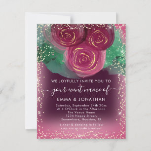 Rosas Floral Código QR Borgonha Dourada Marsala