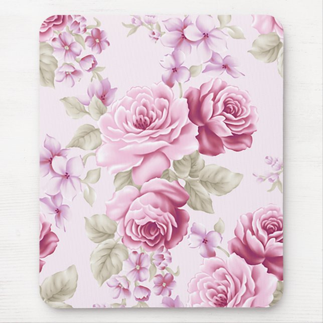 Rosas Flores Rosa Floral Amor Mousepad (Frente)