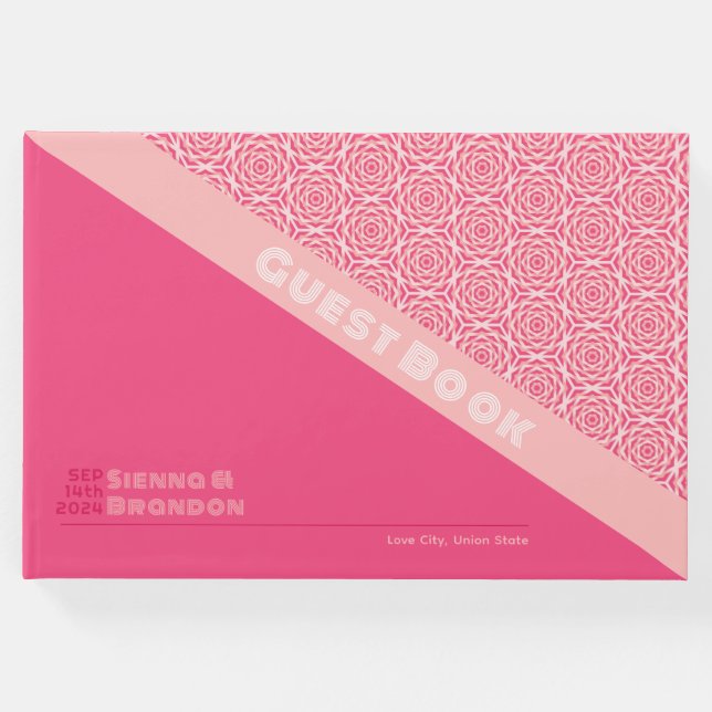 Rosas Geométricos Livro de Convidados de Casamento (Frente)