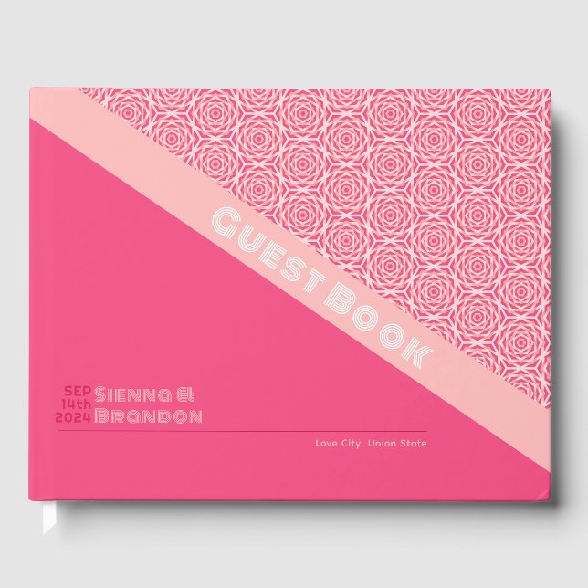 Rosas Geométricos Livro de Convidados de Casamento (Frente)