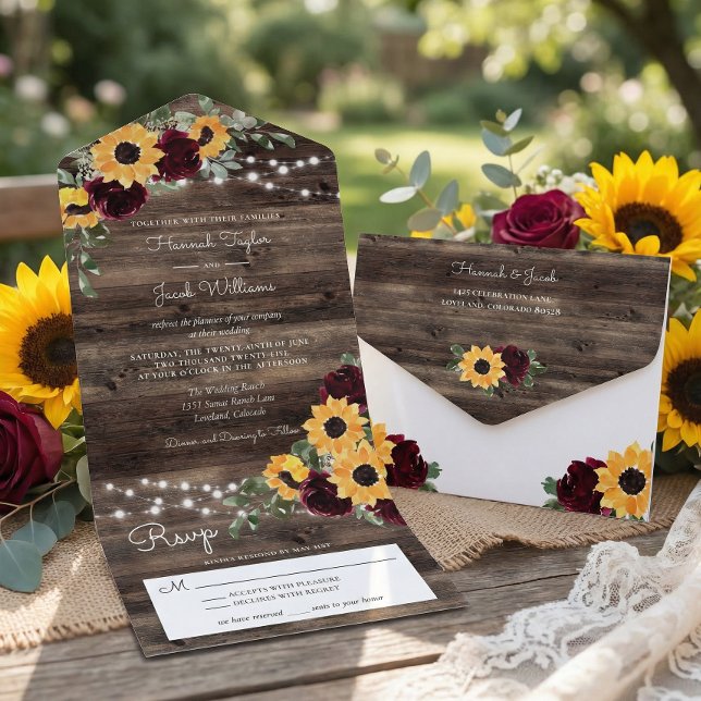 Rosas Girassóis Rústicos Casamento (Criador carregado)
