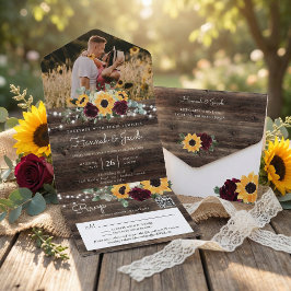 Rosas Girassóis Rústicos Código QR Foto Casamento