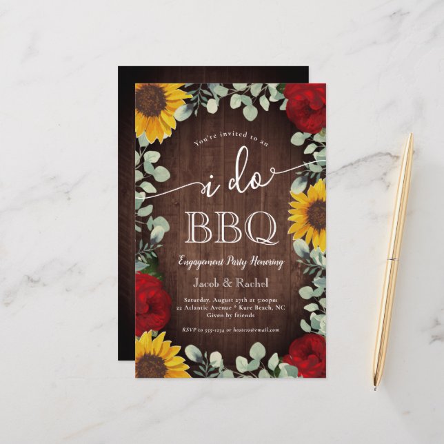 Rosas Girassóis Rústicos Eu Amo Churrasco Noivado (Frente/Verso In Situ)