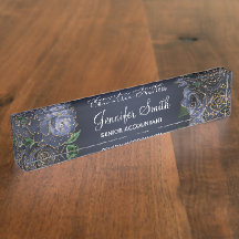Rosas Glamour em Azul Naval e Brilho Dourado