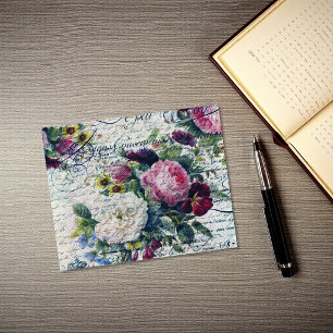 Rosas Inglesas Florais Escritos Efêmeros Cardstock