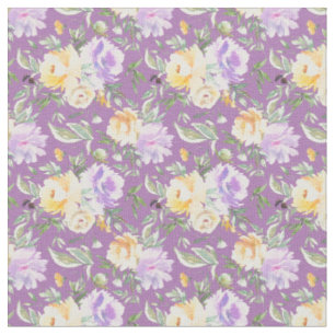 Rosas Lavanda Amarela Tecido Fundo Roxo