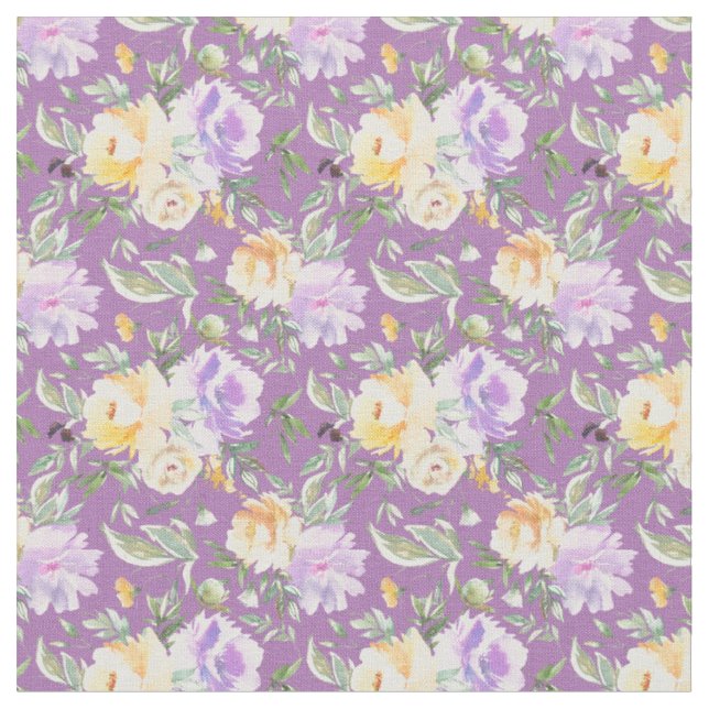 Rosas Lavanda Amarela Tecido Fundo Roxo (Detalhe)