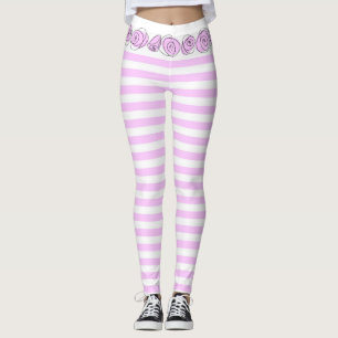 Rosas Leggings horizontais de faixa linear
