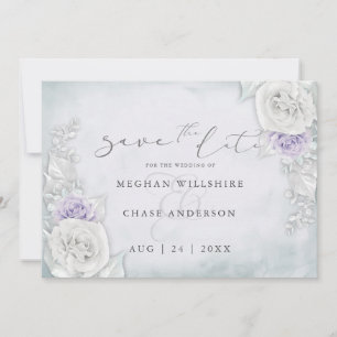 Rosas Lilac e White Shimmery salvam a data
