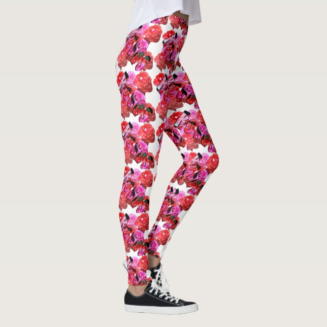 Rosas, Logotipo de Rosa Vermelha Rosa, Leggings fe (Direita)