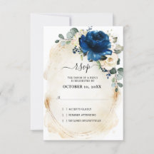 Rosas Marfim Champanhe Dourado Azul Marinho RSVP