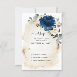 Rosas Marfim Champanhe Dourado Azul Marinho RSVP