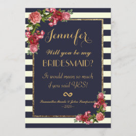 Rosas - Marinho Stripes e Convite para Bridesmaids
