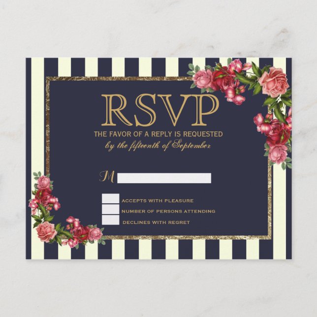 Rosas Marinhos e Cartões postais RSVP Dourados (Frente)