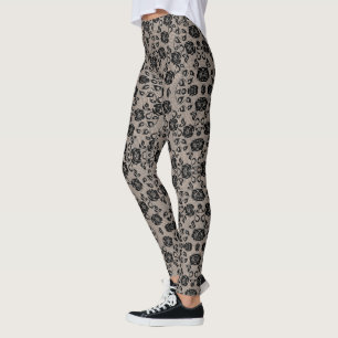 Rosas Negras Negras Lace Fishnet Leggings Românti