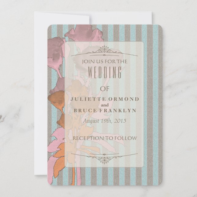 Rosas No Linen - Cartão De Convite Para Casamento (Frente)