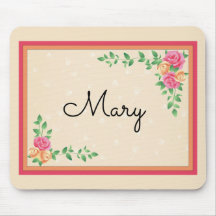 Rosas no nome do quadro no Mousepad do país