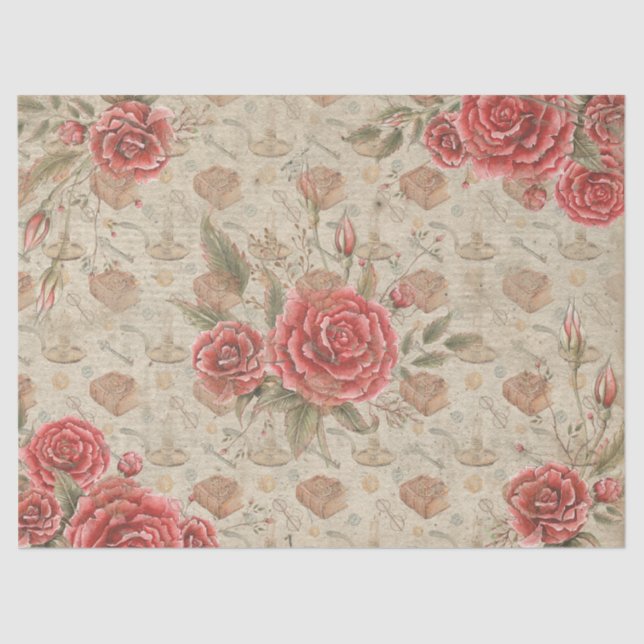 Rosas para o Papel Teclado sobre Lover de Livros (Frente )