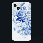 Rosas Personalizadas Belos Azul/Branco<br><div class="desc">Rosas e flores silvestres lindas e tradicionais do estilo aquarela azul/branco da China com campo de texto para seu nome ou monograma.</div>
