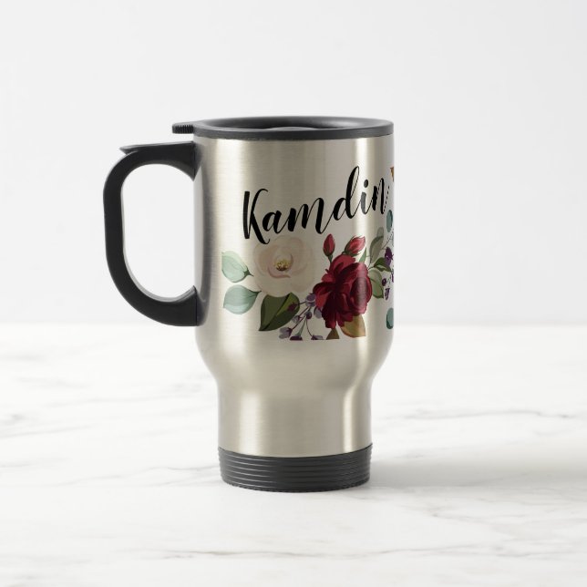 Rosas personalizados de caneca de café de 15 onças (Esquerda)