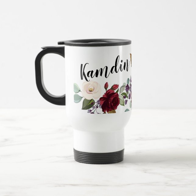 Rosas personalizados de caneca de café de 15 onças (Esquerda)