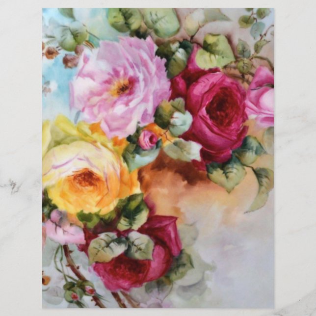 Rosas Pintados À Mão Papel Artesanato De Arte Flor (Frente)