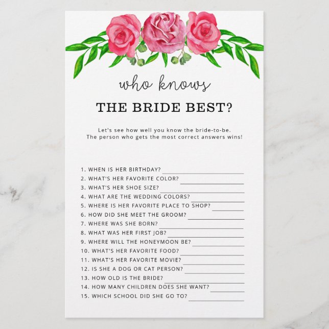 Rosas que conhecem o melhor jogo da noiva (Frente)