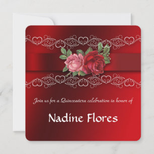 Rosas, Quinceanera, Sweet Sixteen, Convite